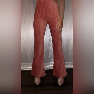 Coral Velvet Bell Bottoms